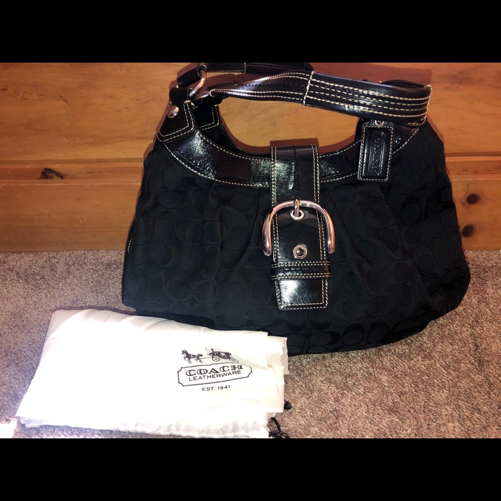 Black Coach monogram shoulder bag